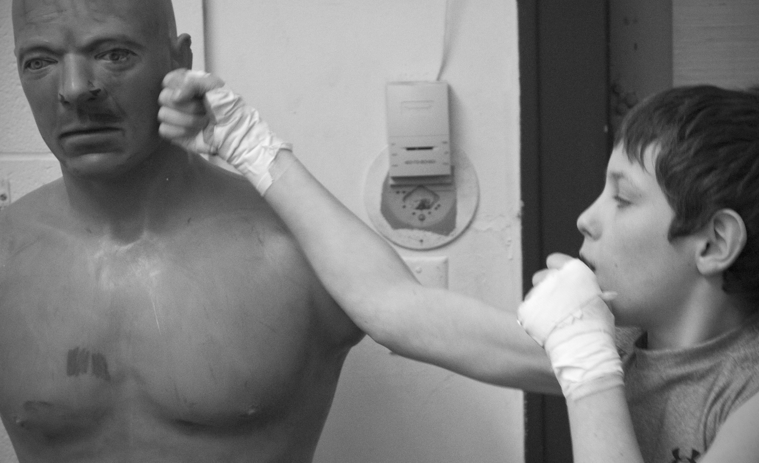  (February 22, 2013) Ben Grey, 11, works a punching bag at the Hannibal Gymnasium in Hannibal, Mo. 