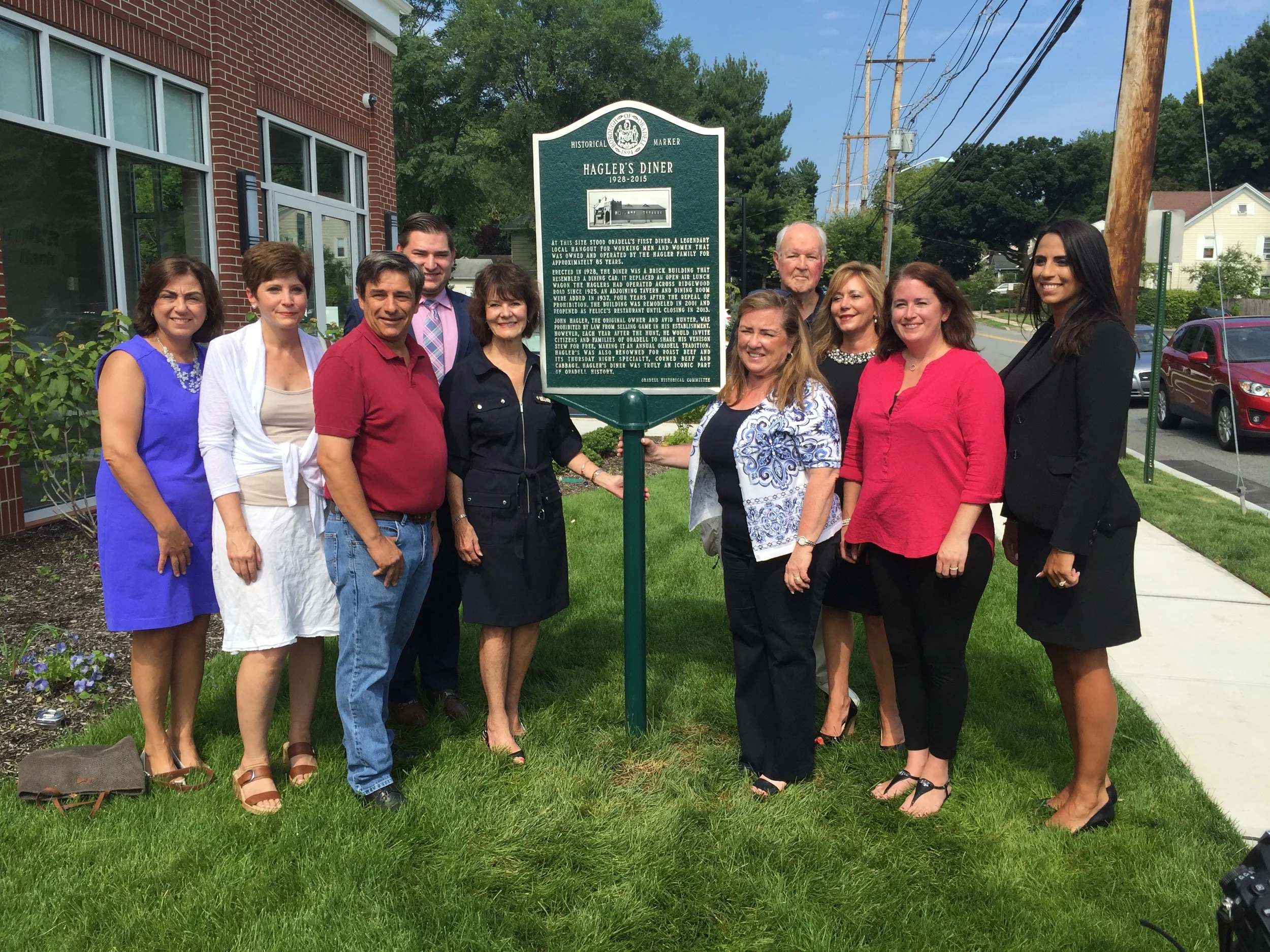 Hagler's Diner Dedication. July 30, 2016. Mayor Dianne Camelo Didio, Councilwoman Tracy Schoenberg, Carol Males, Sam Tripsas, Joanne Young, George Carter, and others attended this event to celebrate the history of this historic landmark that stood for 87 years.