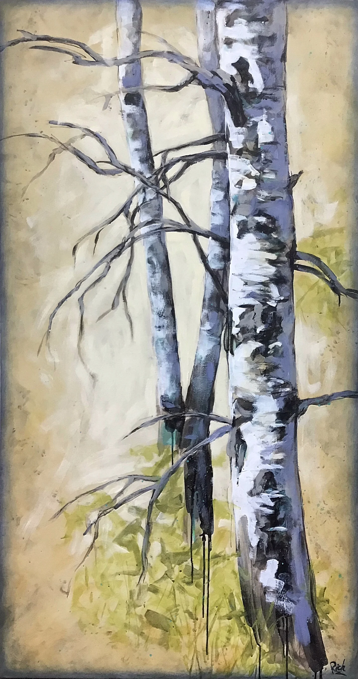 Birch Trio Acrylic on canvas 30x72