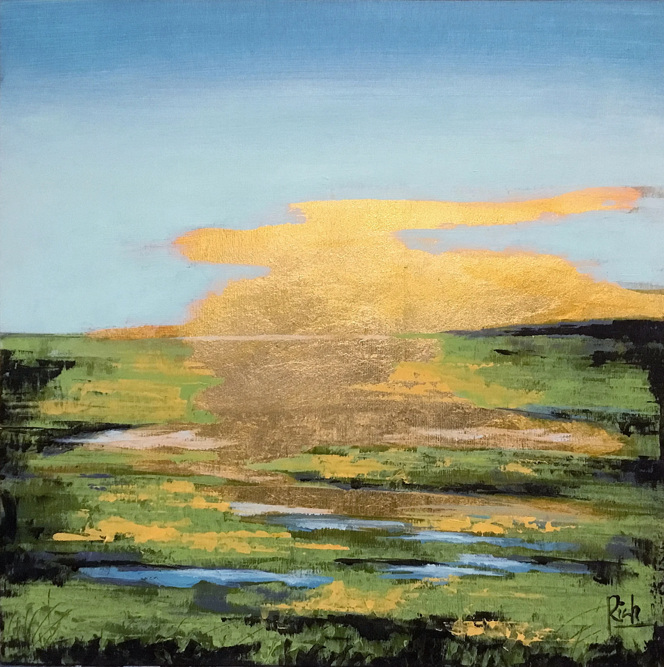 Acrylic and gold leaf on canvas 15x15