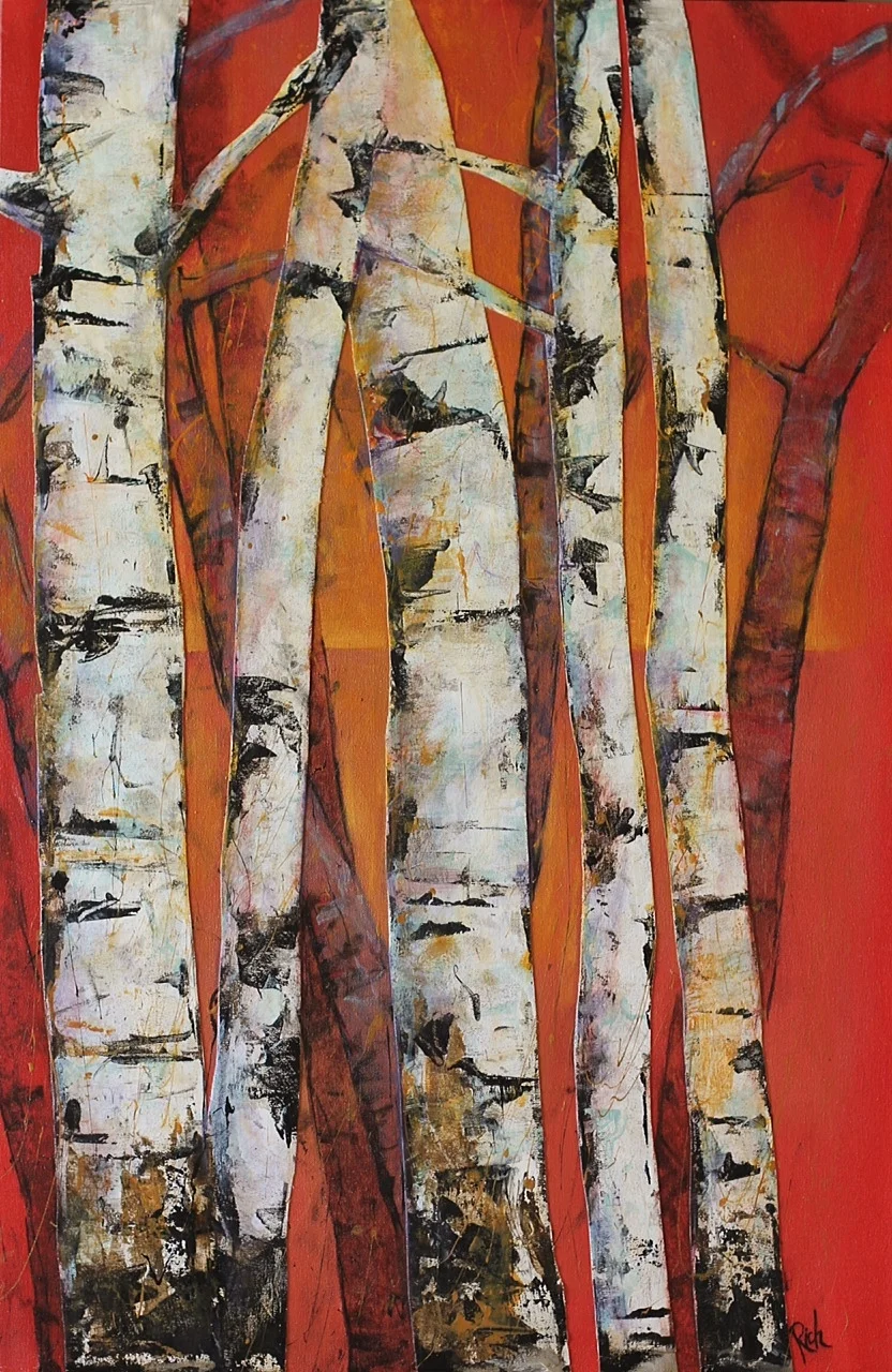 Birch on Red Acrylic on canvas 24x36