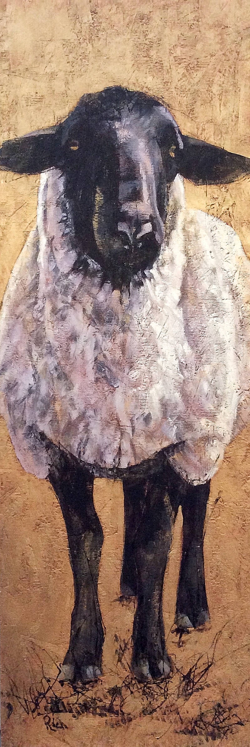 Slim Acrylic and gold paint on osb 16x48