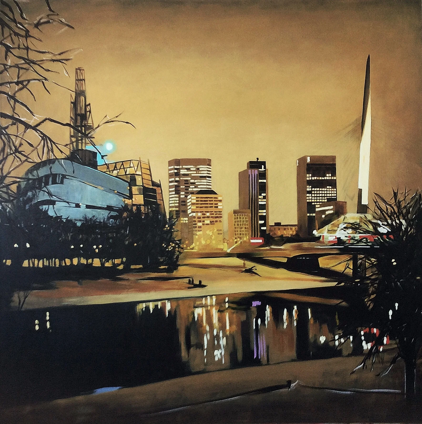 Winnipeg through the forks Acrylic on canvas 36x36