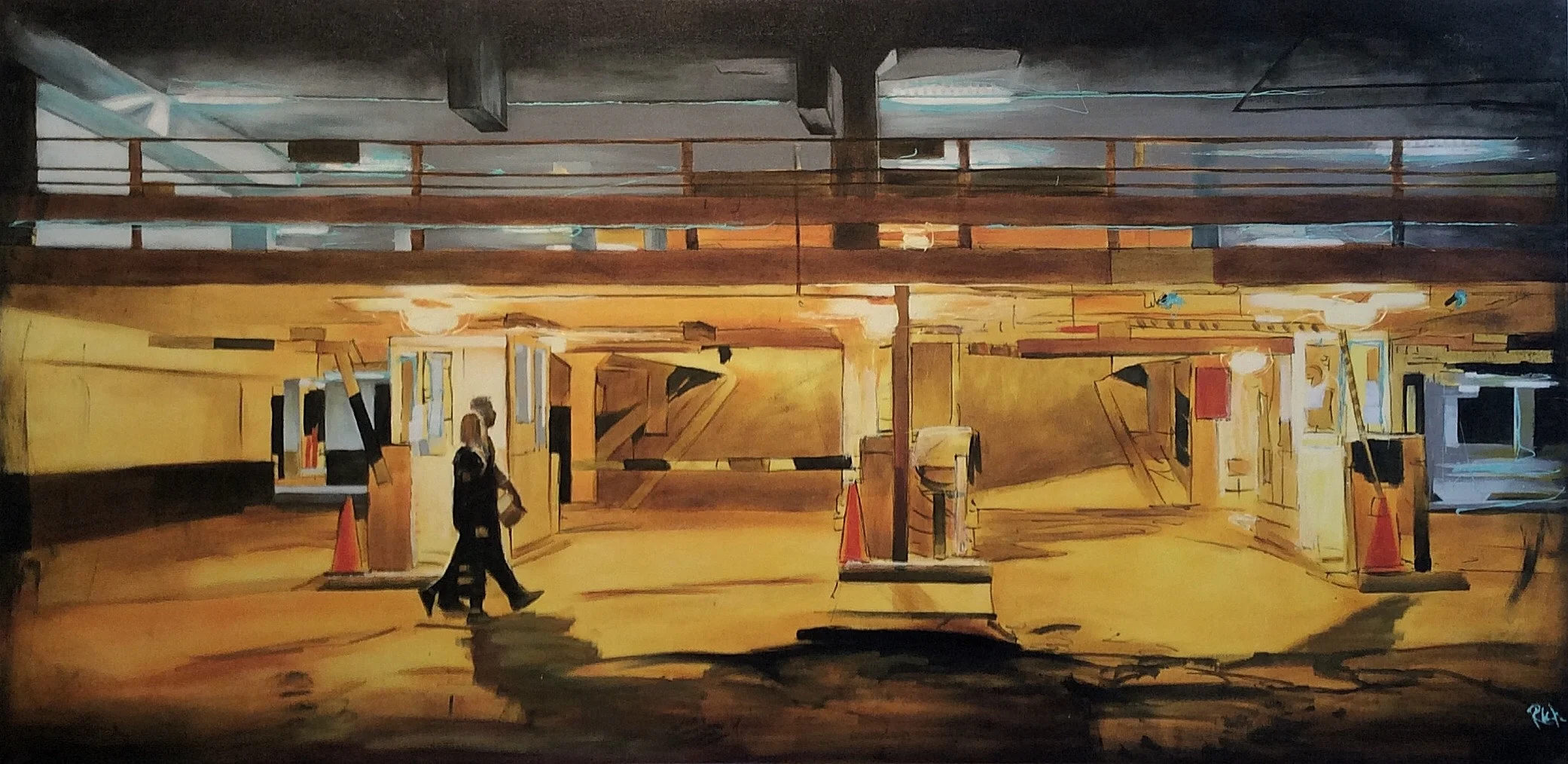 Warm glow/old parkade Acrylic on canvas 60x30