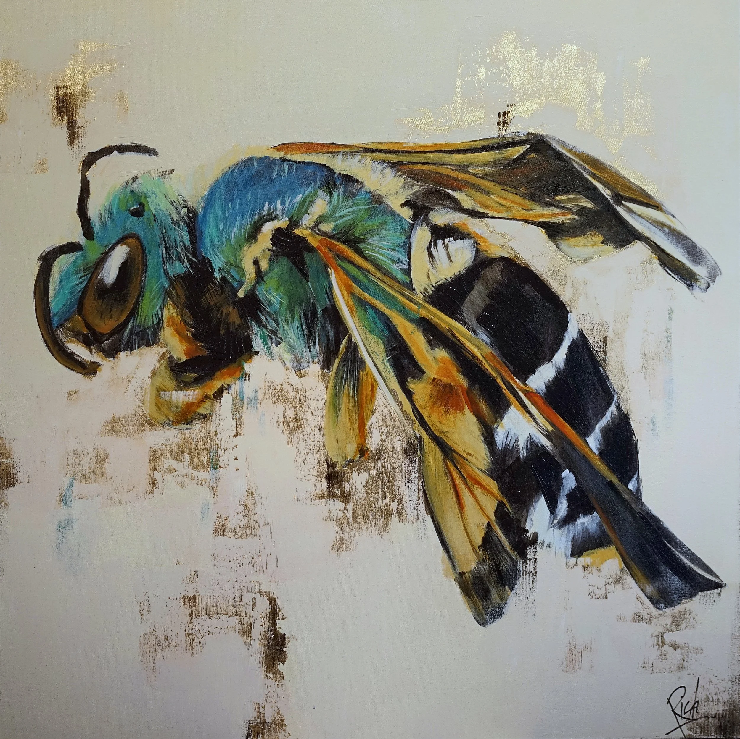 Acrylic with silver leaf on canvas 30x30