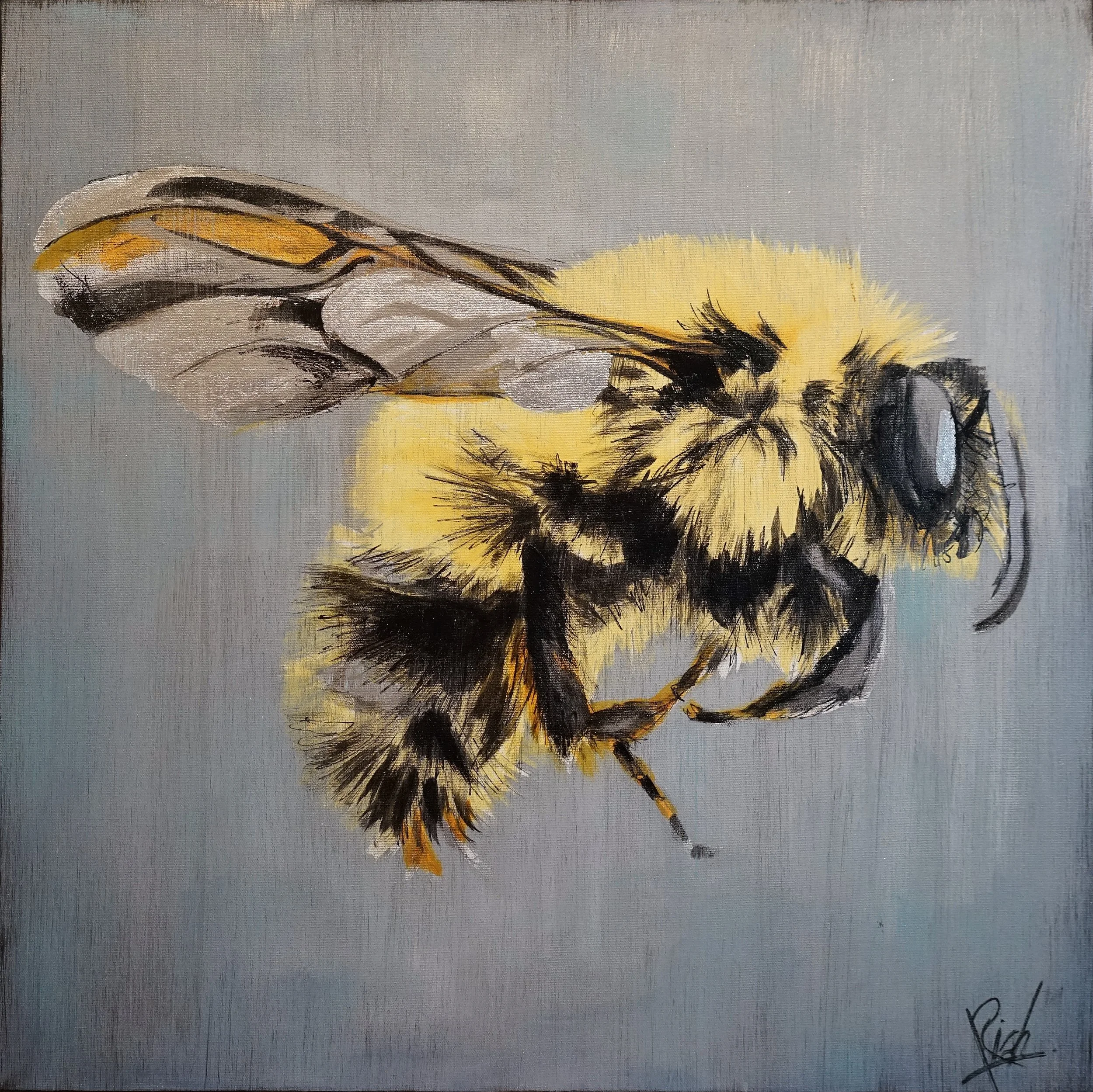 Acrylic with silver leaf on canvas 24x24