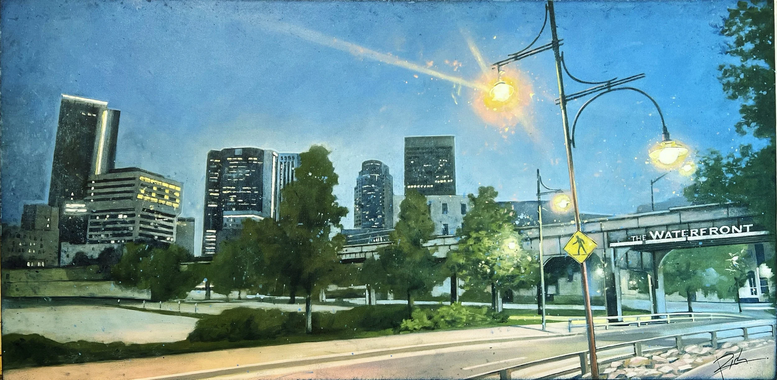  Winnipeg Skyline (at Waterfront) 48×24 on canvas  