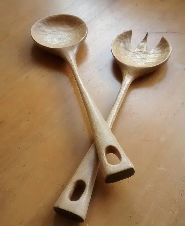 White Beech Salad Servers