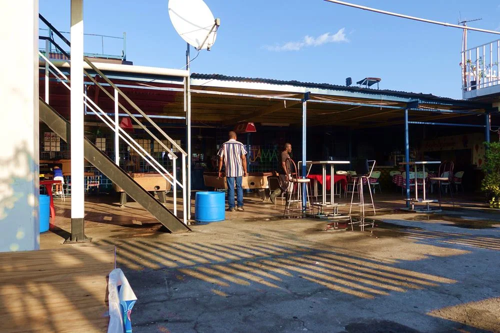 The spacious deck bar of Forever Young