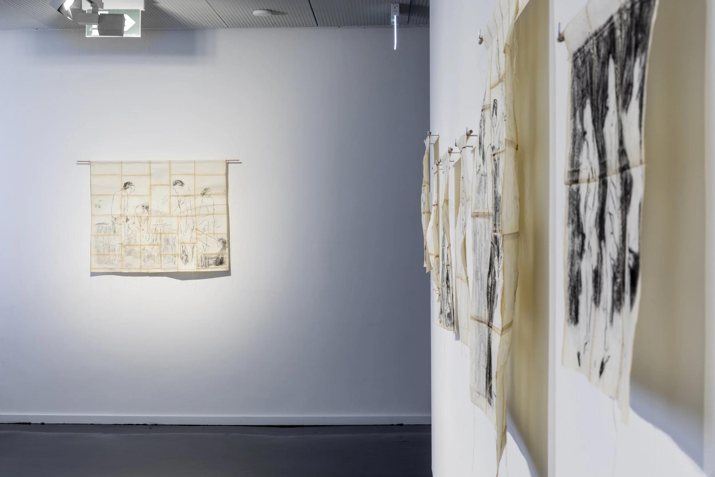 GEORGIA SPAIN Recent drawings on quilted paper Installation view 1.jpg