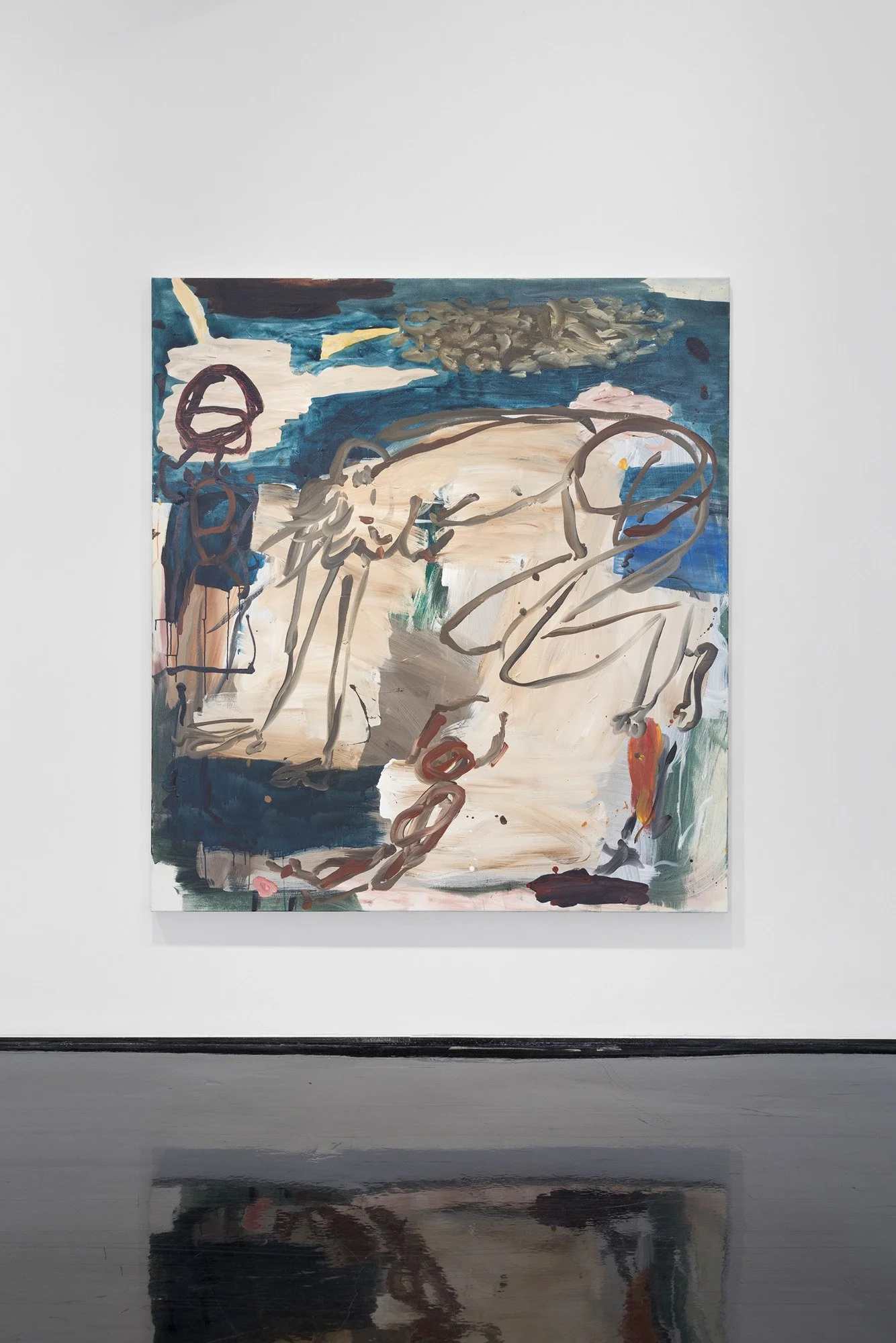 Georgia Spain, 'Out the rivers mouth' 2026, acrylic on canvas, 167 x 152 cm, installation view.jpg