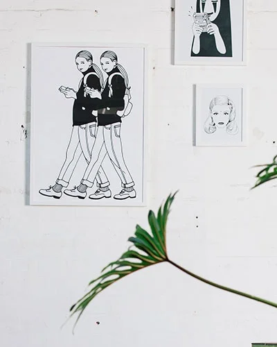 From left to right: 50cm x 70cm framed art, A3 framed art and A4 framed art