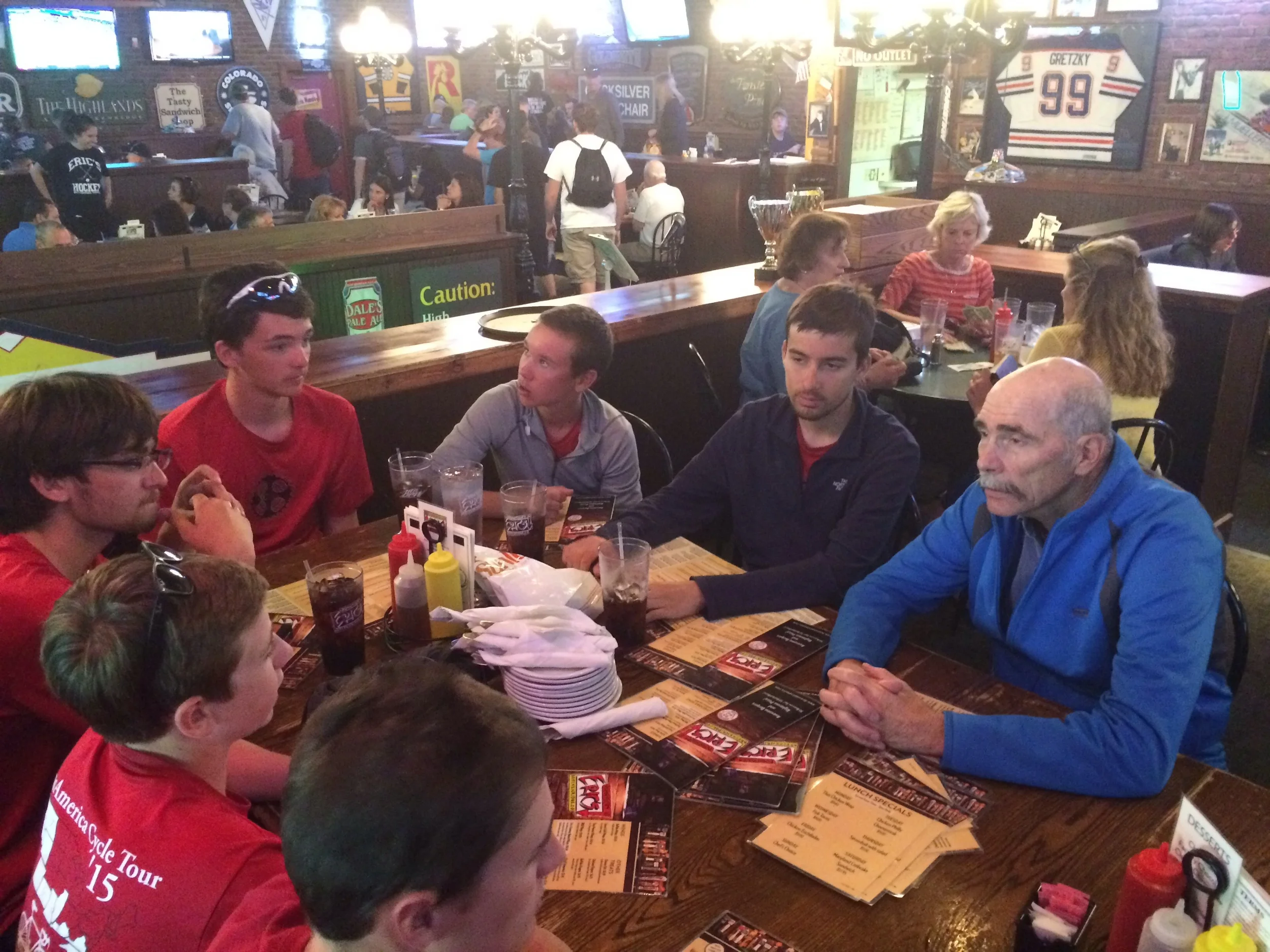 The crew enjoys lunch with the Mayor of Breckenridge.  