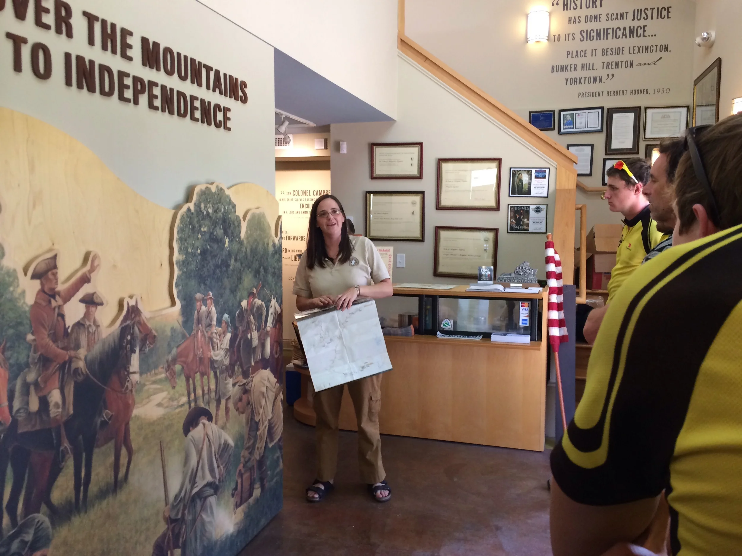 The crew gets a history lesson at the Muster Grounds.