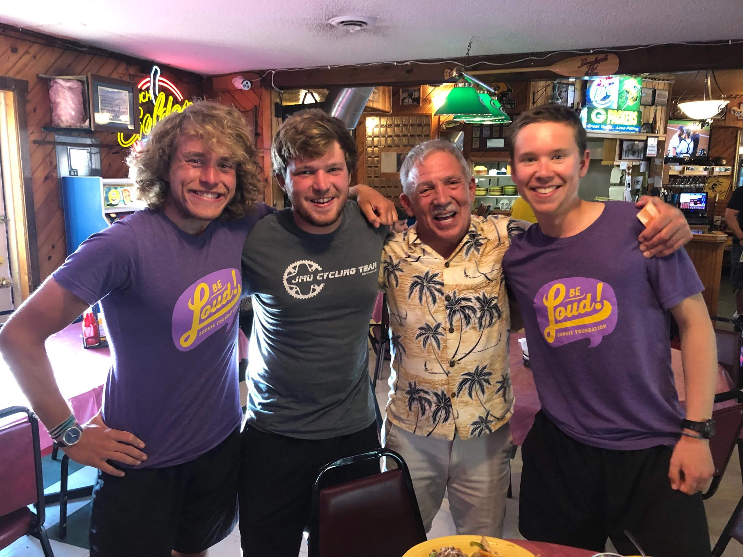 Frank and the Bike Loud crew after dinner at Marie’s