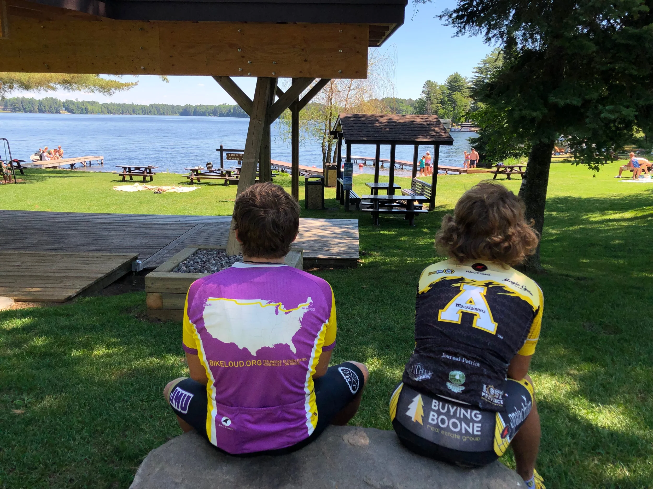 Evan and Wes enjoy some shade in Manitowash
