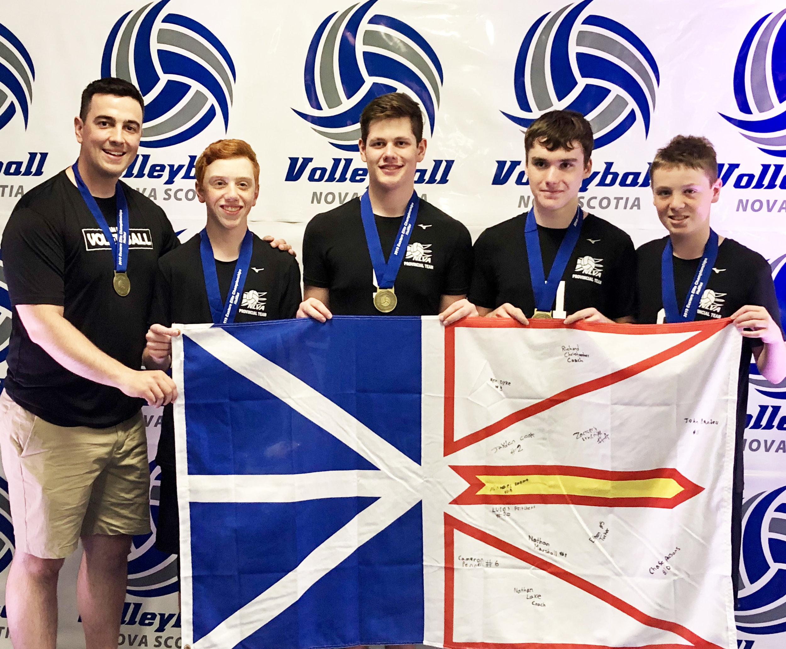 Members of the Eastern Elite Championship team. From left to right are head coach Richard Christopher, Nathan Marshall, Ethan Tucker, John Randell, and Cameron Pennell. Submitted photo.
