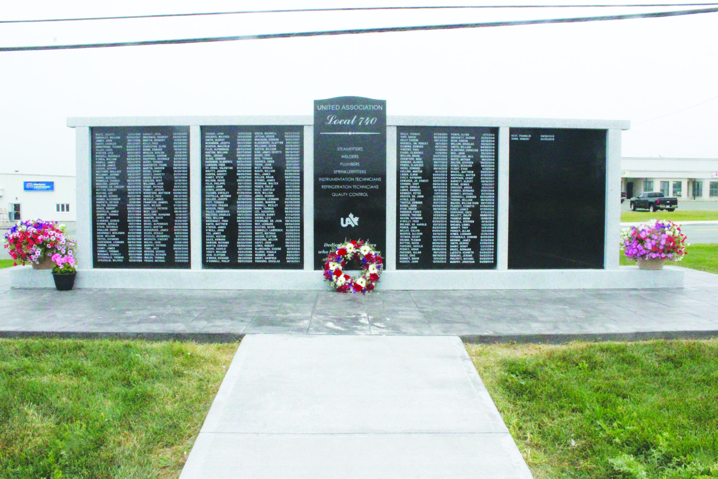 261 names adorn the Plumbers’ memorial wall, with more names to be updated annually.