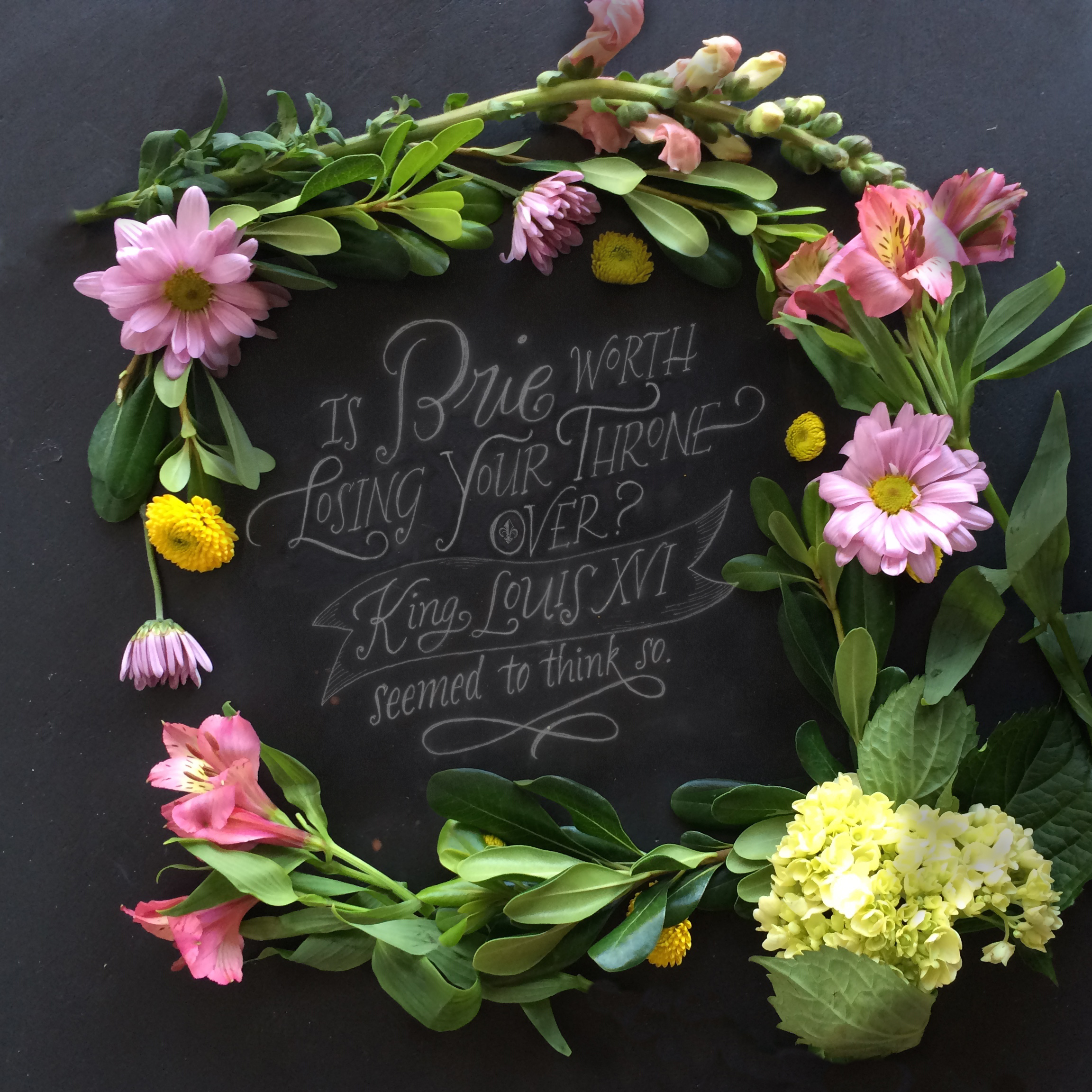 Chalkboard lettering for Brie advertisement