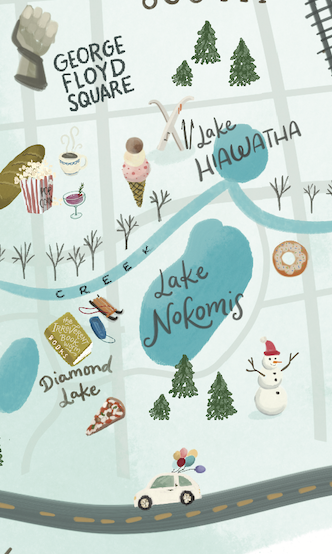 Winter Map Minneapolis closeup