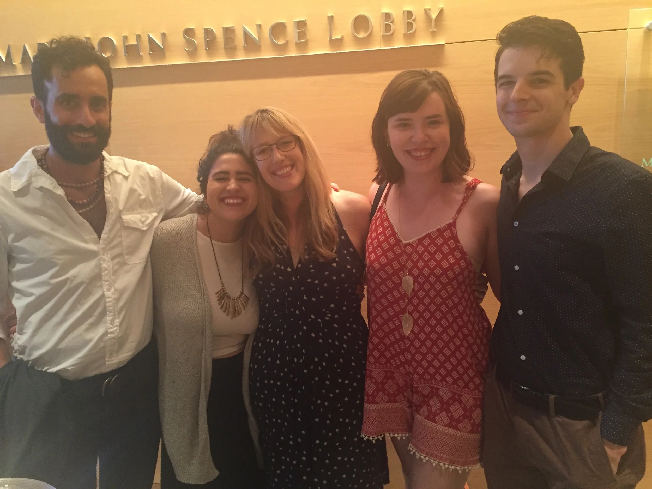 Joanna with the cast of the UTNT production of The Orange Garden at the Keene Prize awards ceremony. From l to r: Adam Foldes, Kat Lozano, Natalie Patton, Luke Stodghill. 