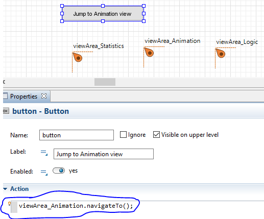 Navigate to view area using custom code