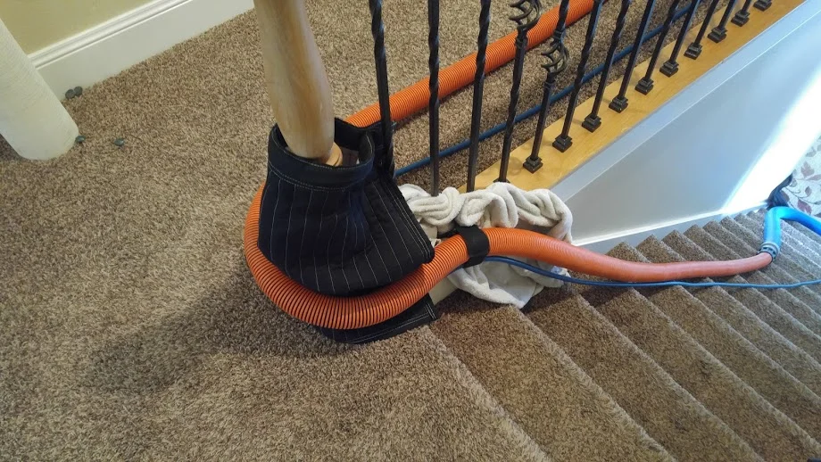 Hooking my carpet cleaning hose to the railing while I am carpet cleaning in Utah County
