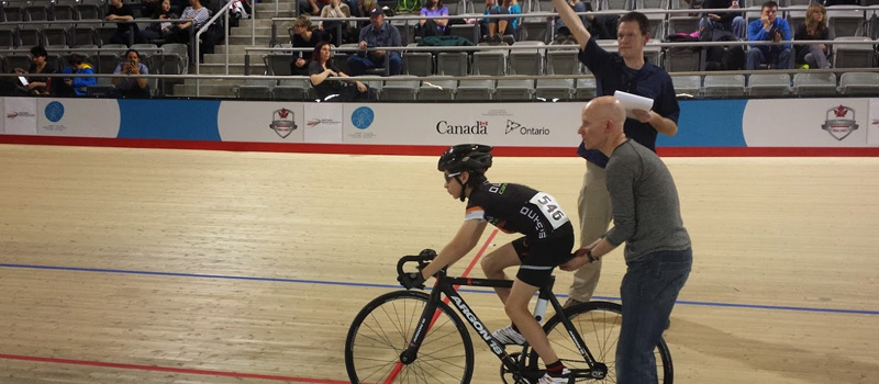 Finlay ready to launch at the Milton Velodrome.