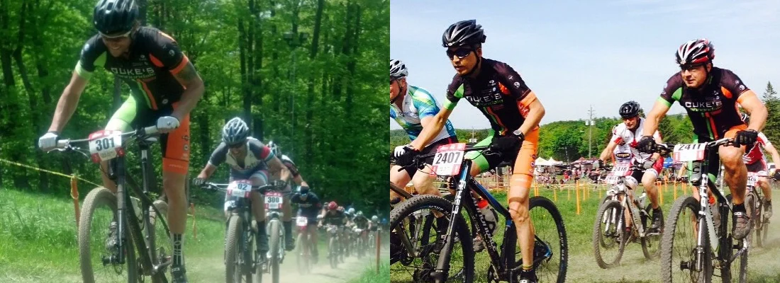Mark Brusso leads the charge.... Derrick and Mike off the start and mixing it up with the others.