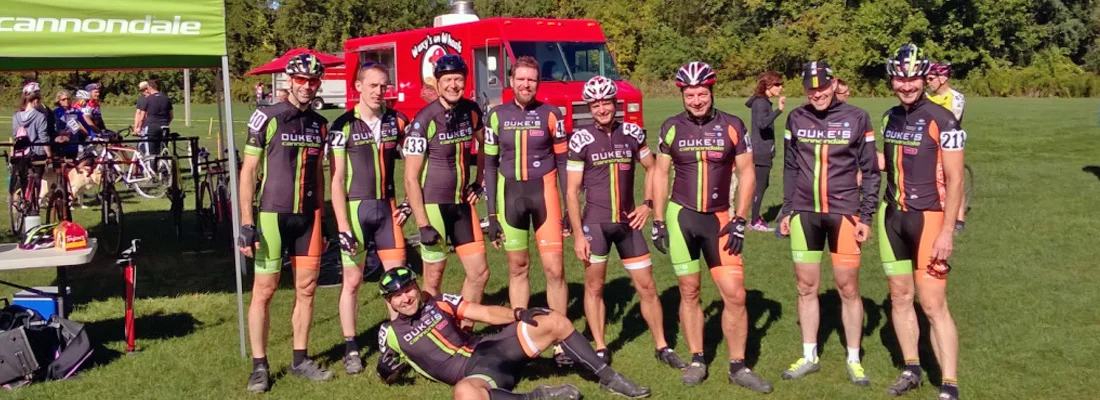 The Duke's Cycle Cannondale Cross Squad, enjoying the warm fall weather at the Dirt Squirrel.