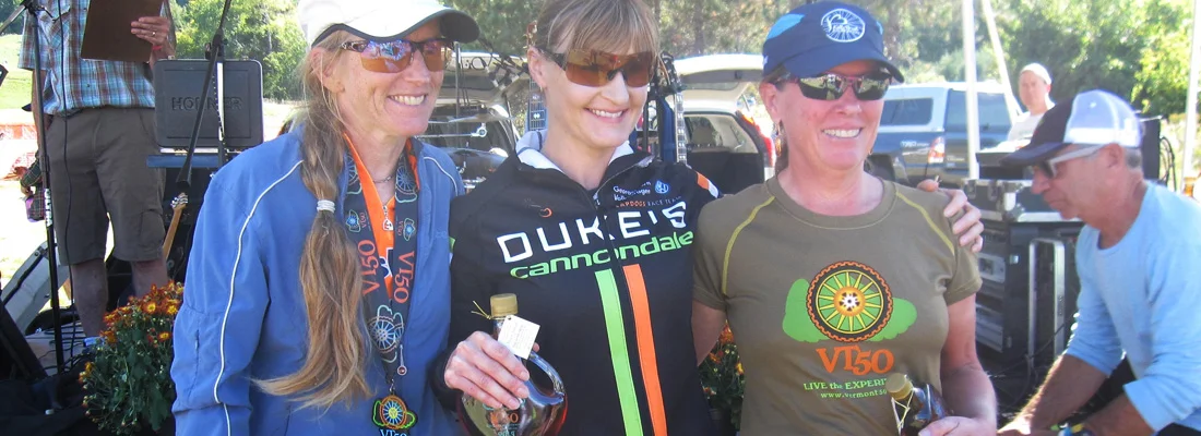 Robyn takes the top step on the podium at the Vermont 50 MTB Marathon Race. 