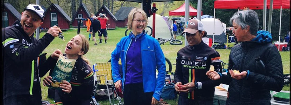 Andrew, Darcie, Brenda, Kathleen and Wendy... sharing some laughs and relaxing between laps.&nbsp;