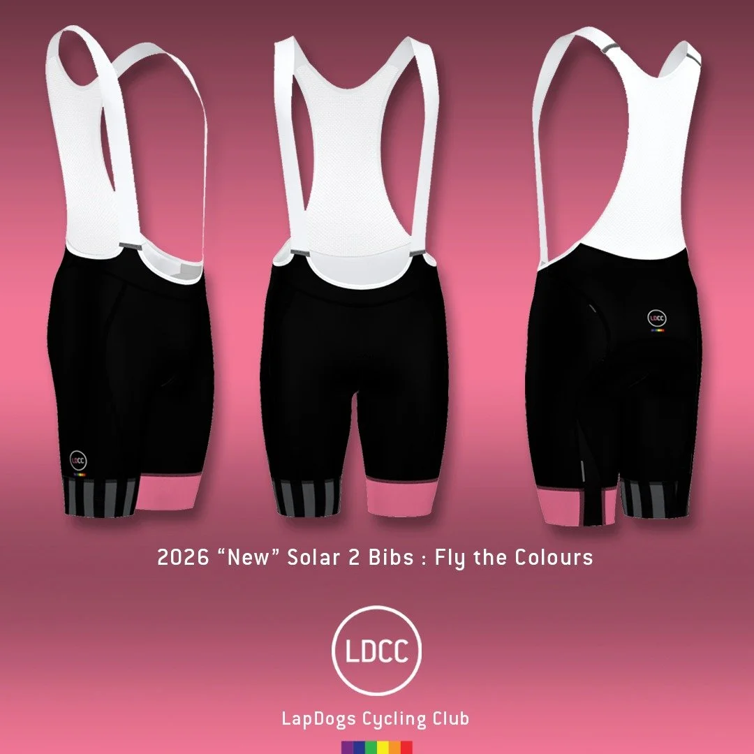 Fly the Colours!
&bull;
New LDCC Solar 2 Bids. These are an upgrade from last year's bibs. Top quality chamois and high-performance fabrics to keep your comfortable for the longest rides.  Order DEADLINE is Wednesday midnight. 
Full details and webst