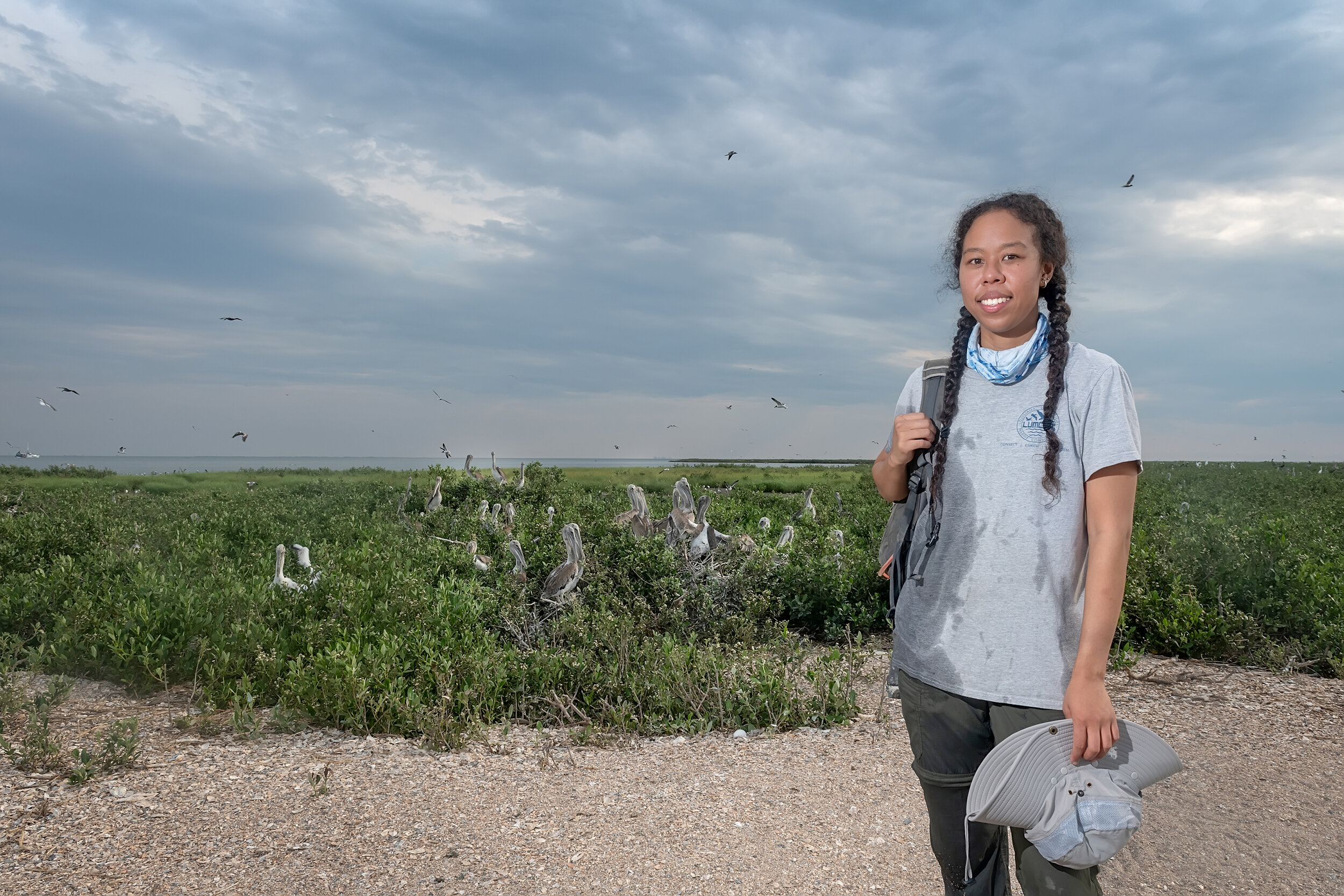 Juita and the pelicans