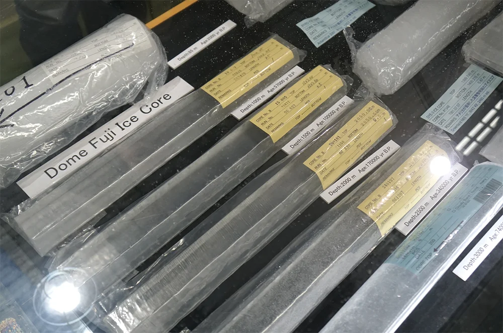 Samples of glacier in various depths.