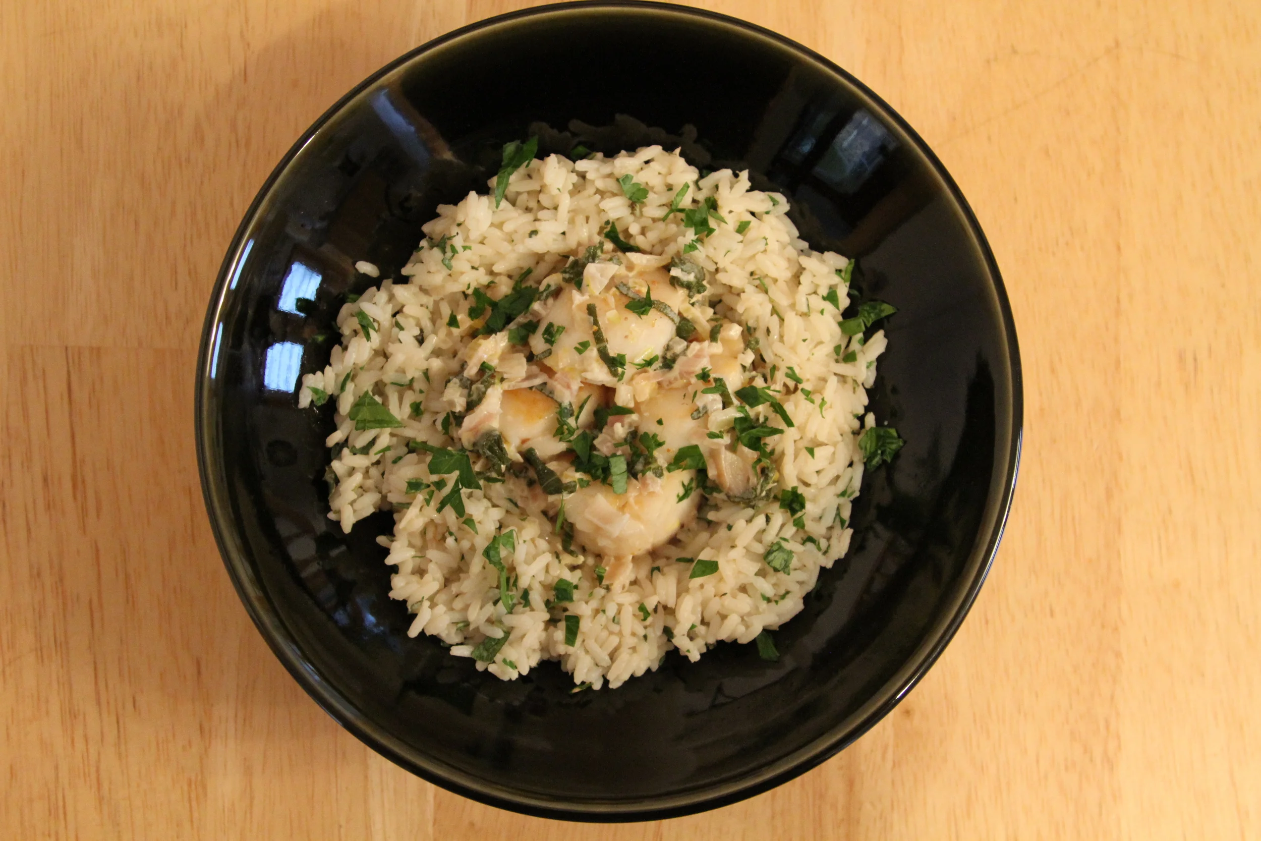 Scallops with Lemon Sage Cream Sauce & Scarborough Fair Rice