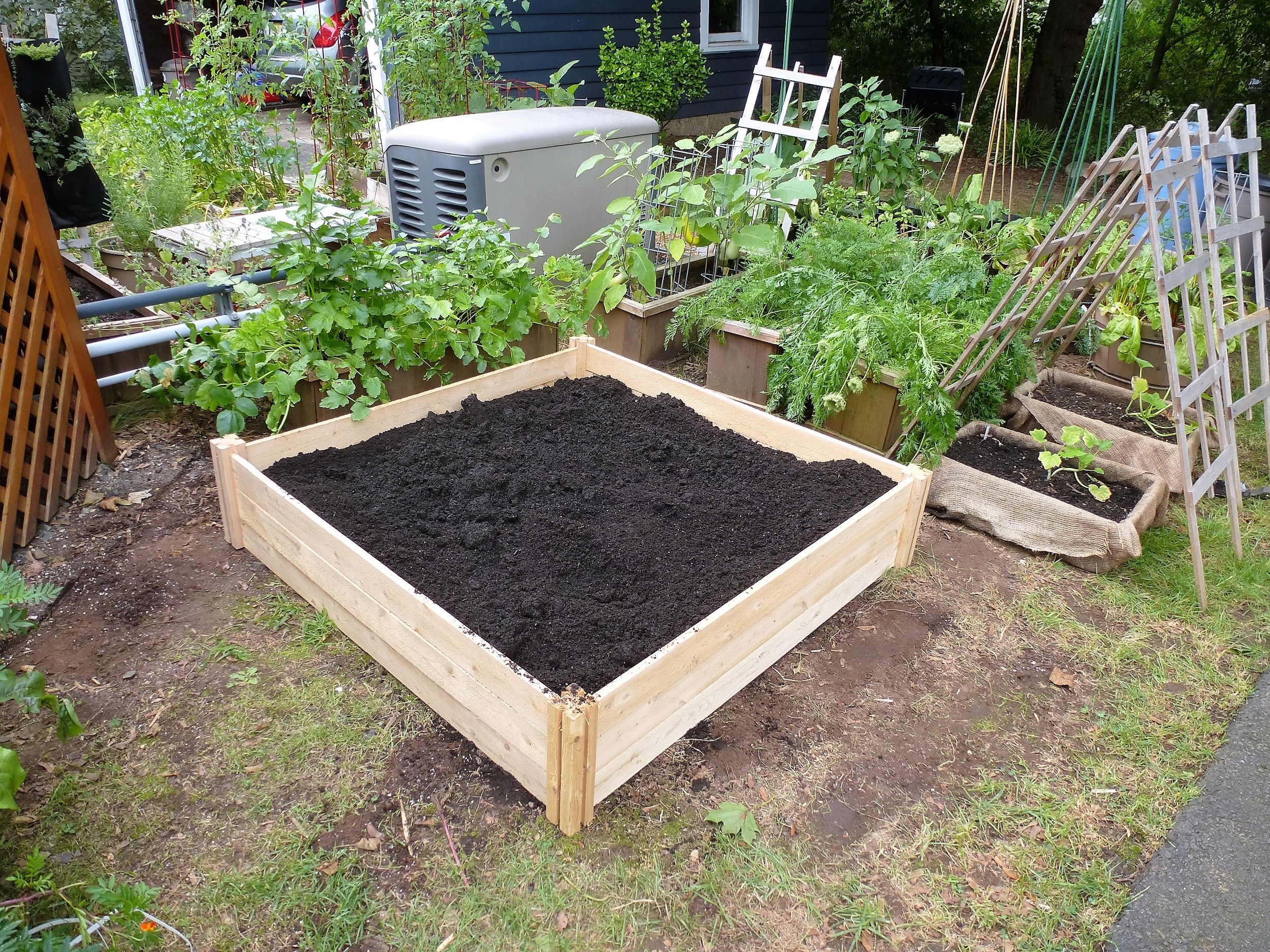 Step 4: Fill with soil and compost.