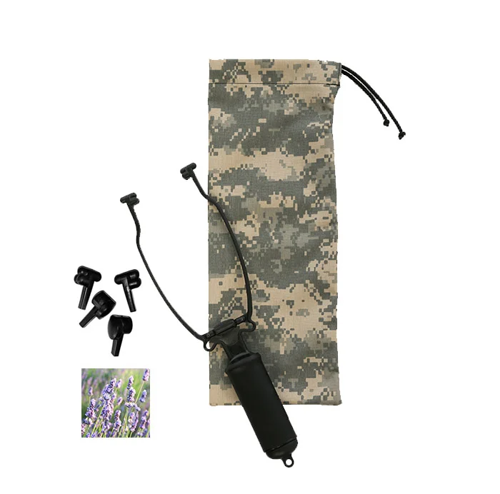 Black Temple Massager w/ Camo Bag, Aromatherapy sample size and Massage Tips
