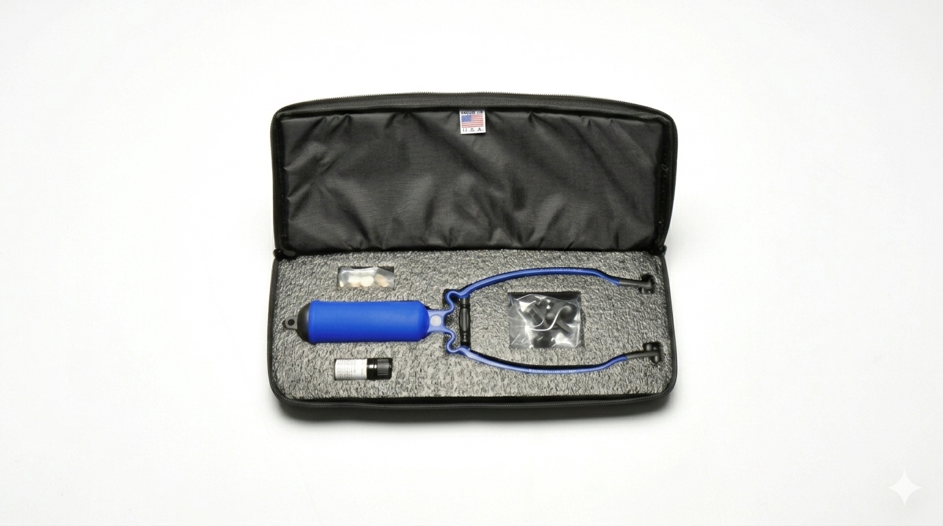 Blue Temple Massager in Case with accessories