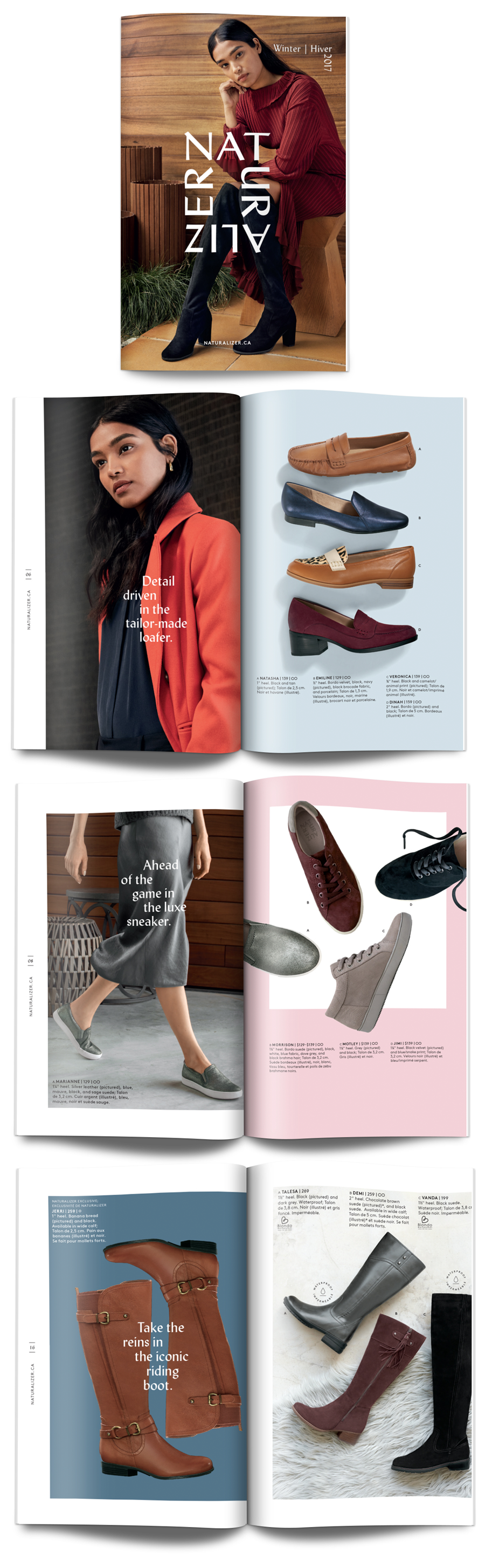Naturalizer Winter 2017 French Canadian catalog design. Creative director: Adam Reichmann ; Writer: Tracy Marklein