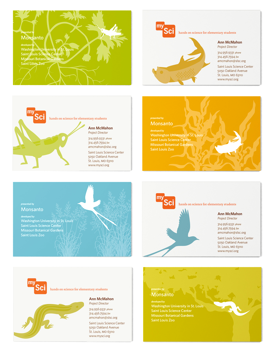 The identity system utilized the illustrations and bright color palette as much as possible, distinguishing the science program as a unique visual learning experience.