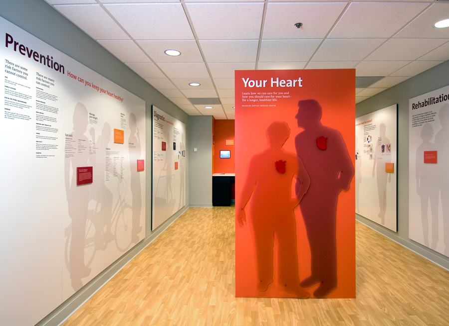  The 250 square foot space was a challenge to design within. We utilized every wall surface and even built a freestanding structure to give us more. Content was divided into six categories: Prevention, Diagnostics, Conditions, Function, Intervention,