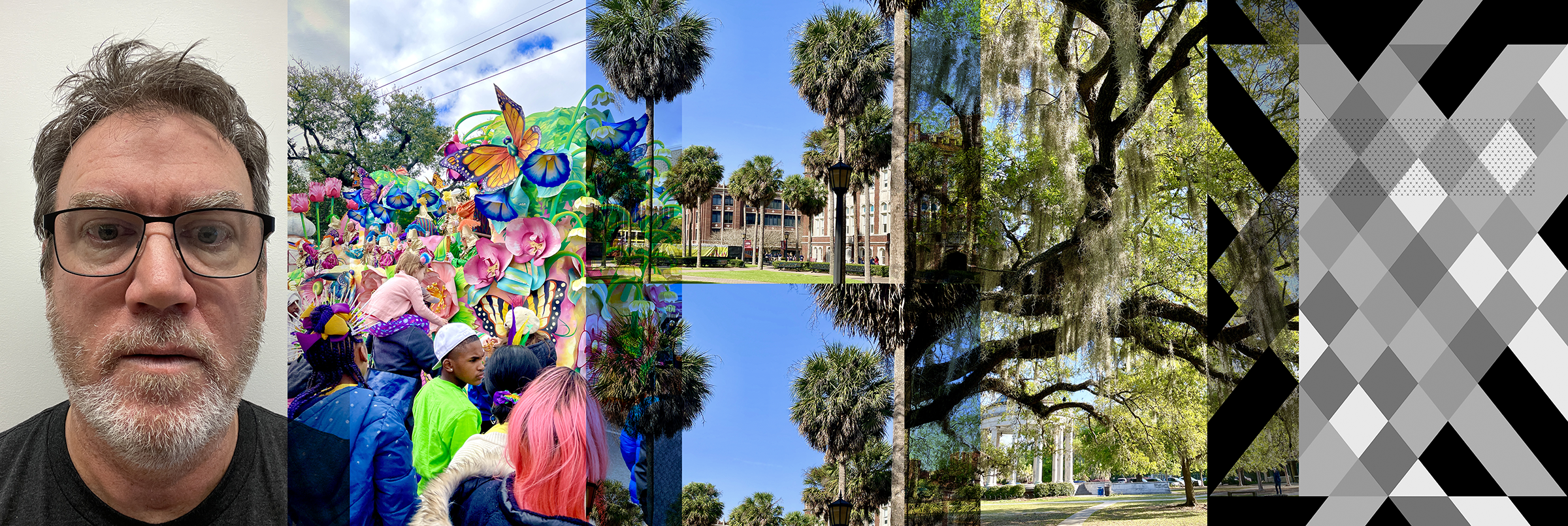  I layered images of myself and my surroundings, punching them out in a weave-like pattern to create this unique effect. 