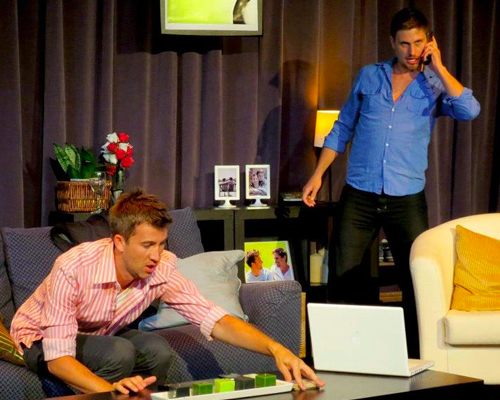 Shane Bingham and Cameron Crosby play the roles of jamie and nigel in "Blowing Whistles".