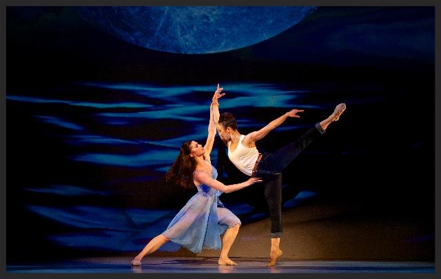 Hanya Gutierrez (right) sticks an arabesque, with support from Tara Williamson (left). (Photo courtesy of Paul McGrath).