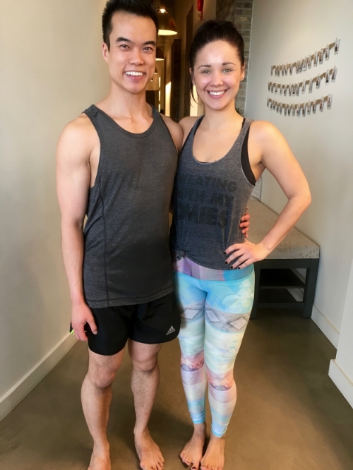 Myself and one of Hot Yoga on Crowfoot's barre instructors, Hayley Zokol.