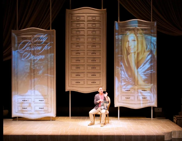 David Fraser's beautiful set helps captures the essence of what a mall in Barbra Streisand's basement would be like. Photo credit: Alberta Theatre Projects