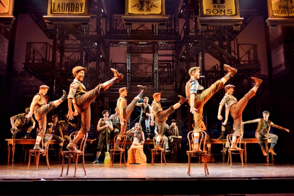 The cast of NEWSIES kick up a storm with Christopher Gattelli's Tony Award-winning choreography. Photo credit: Deen van Meer
