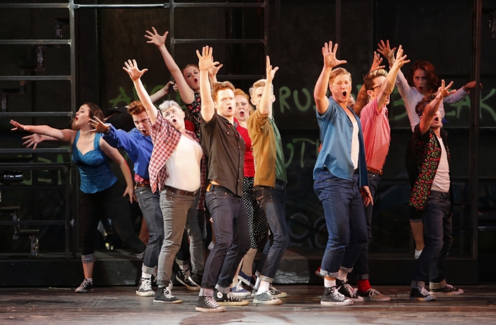 The Jets in "The Dance at the Gym" number. Photo credit: Tim Matheson. 