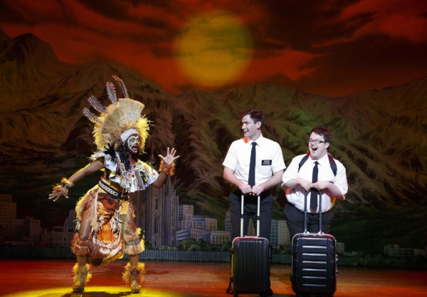 The Book of Mormon is a humourous take on the clash between cultures. From left to right: Monica L. Patton, Ryan Bondy and Cody Jamison Strand. Photo credit: Joan Marcus